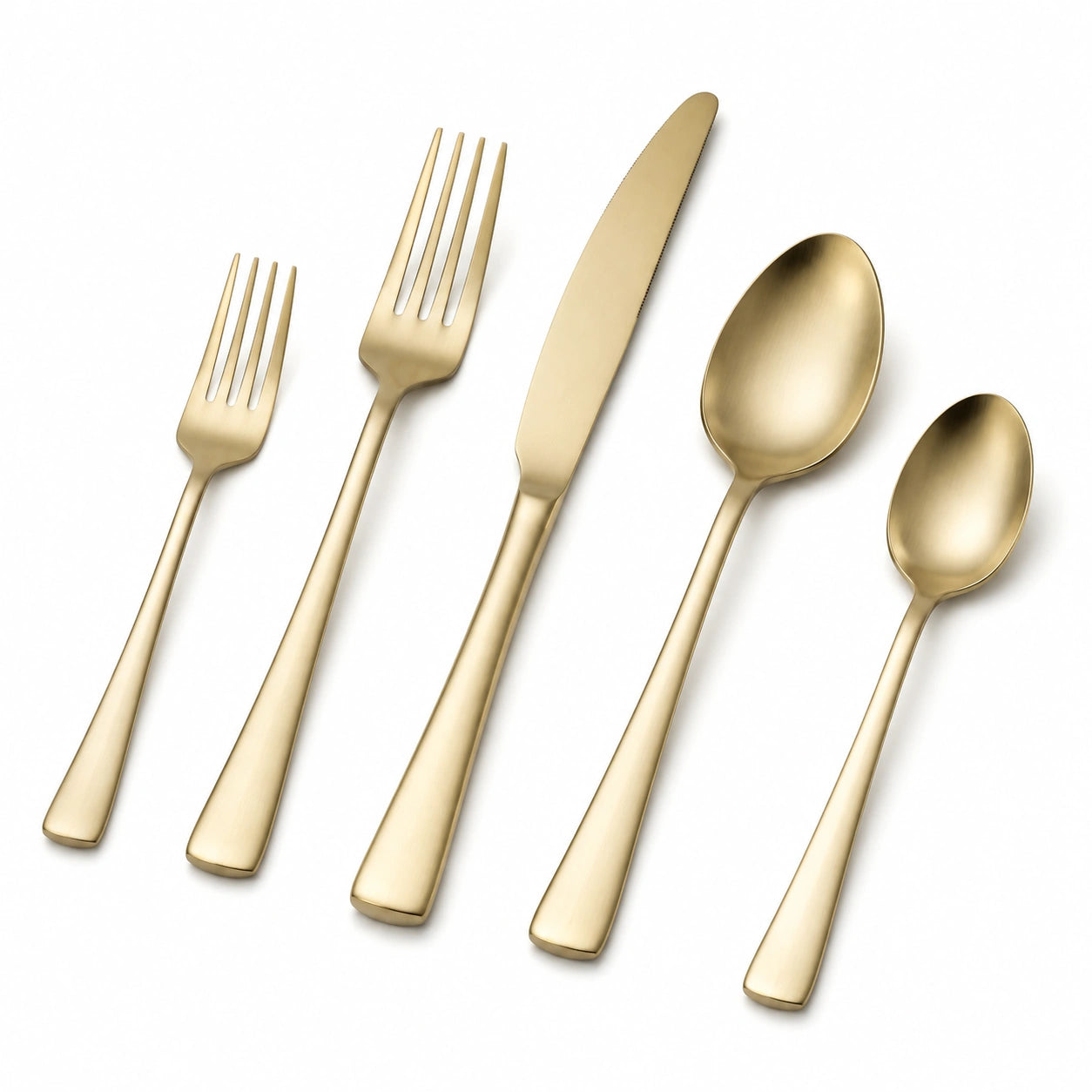 Besteckset 5-teilig 23 cm Edelstahl goldfarben matt für den Esstisch