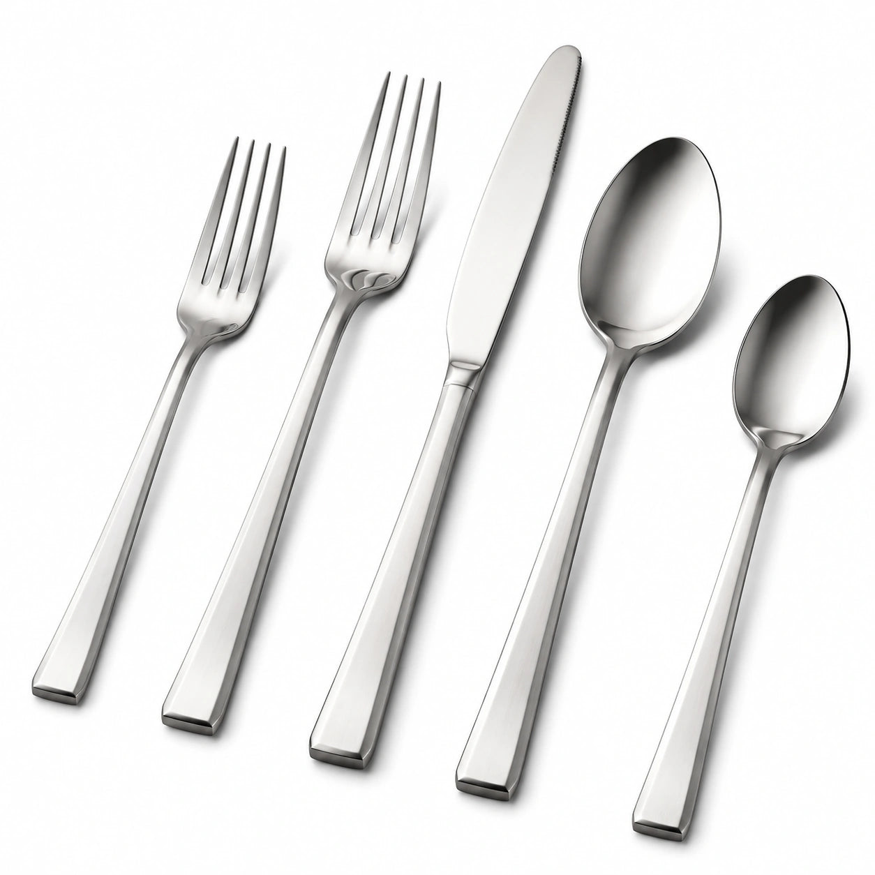 5-teiliges Besteckset aus Edelstahl Silber für 1 Person modernes Tafeldesign