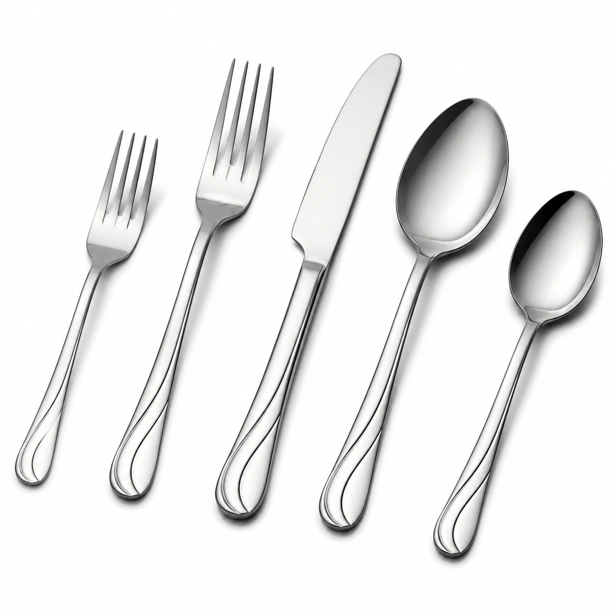 Besteckset 5-teilig Edelstahl Silber poliert für den Esstisch