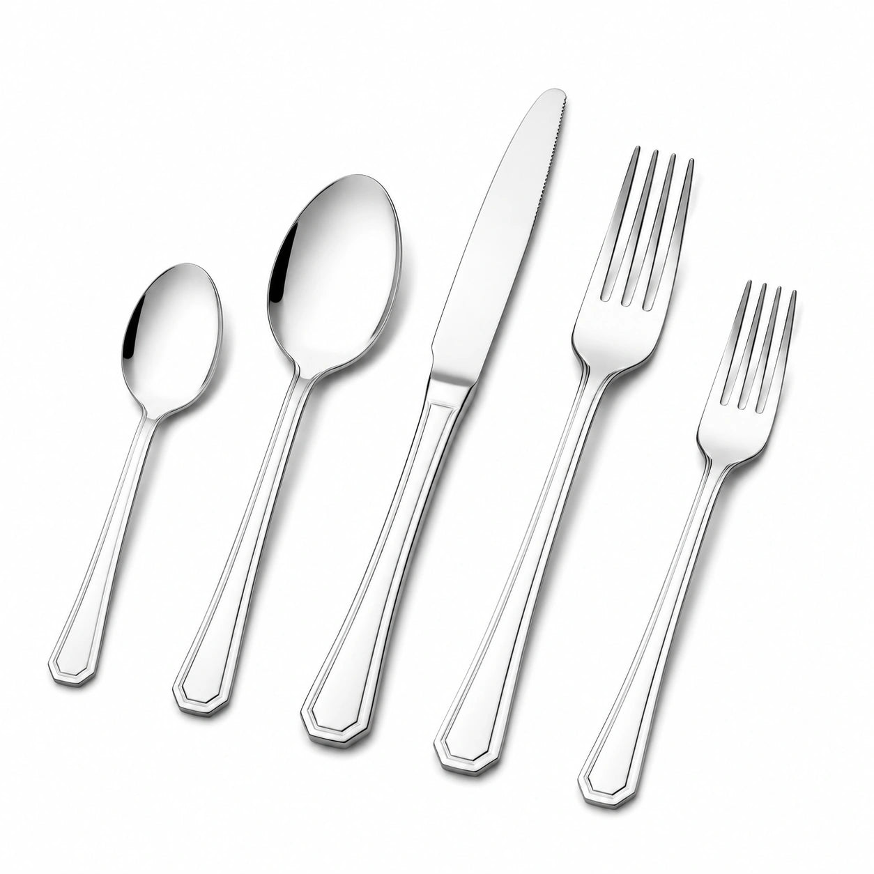 Besteckset 5-teilig aus Edelstahl in Silber klassisches Tafeldesign