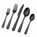 Besteckset 5-teilig bis 22 cm Edelstahl Schwarz matt für den Esstisch