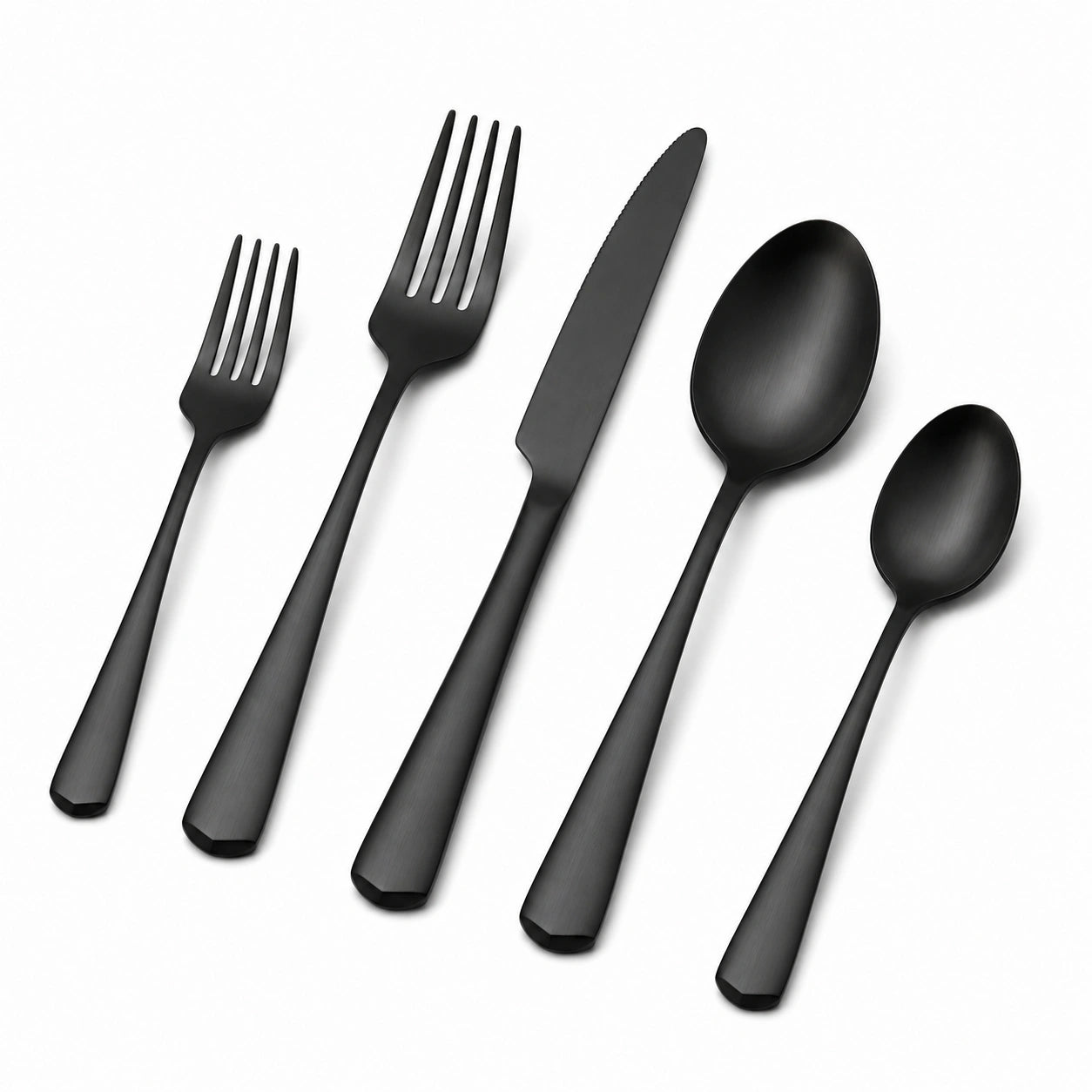 Besteckset 5-teilig bis 22 cm Edelstahl Schwarz matt für den Esstisch