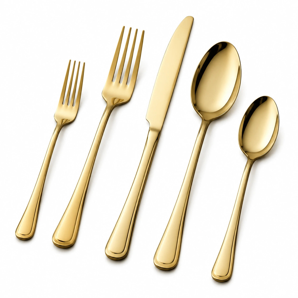 Besteckset 5-teilig Edelstahl Gold glänzend für 1 Person