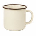 Emaillebecher 350 ml Cremebraun mit Henkel im Retro-Stil