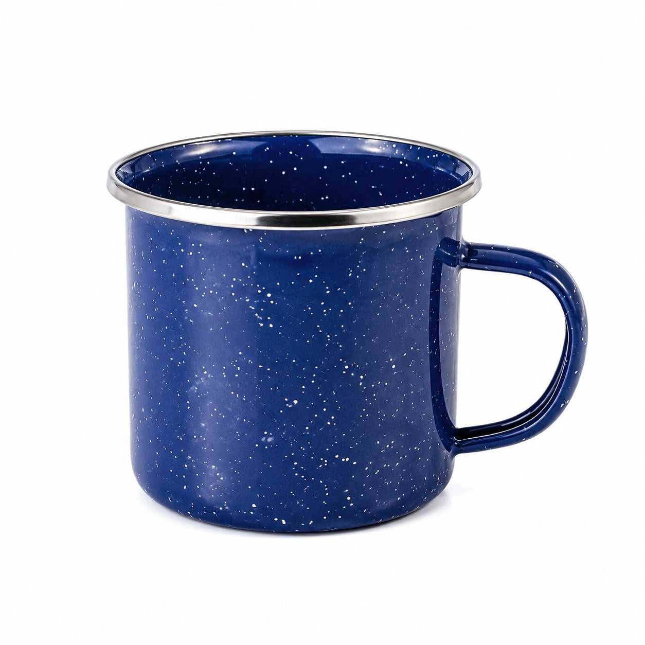 Emaillebecher 450 ml Blau aus emailliertem Stahl im Sprenkelstil
