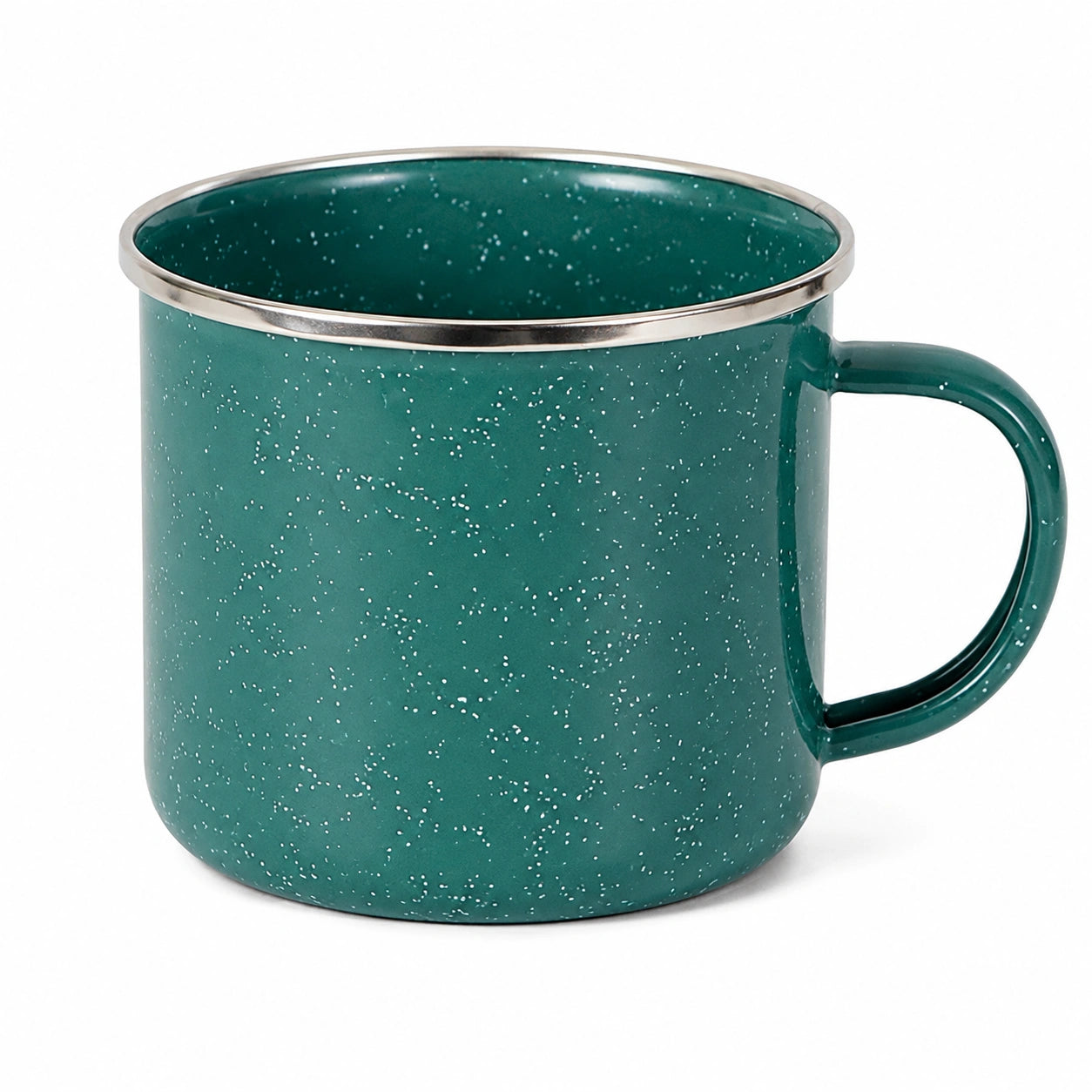 Emaillebecher 350 ml aus Stahl Grün für Heißgetränke im Retro-Stil