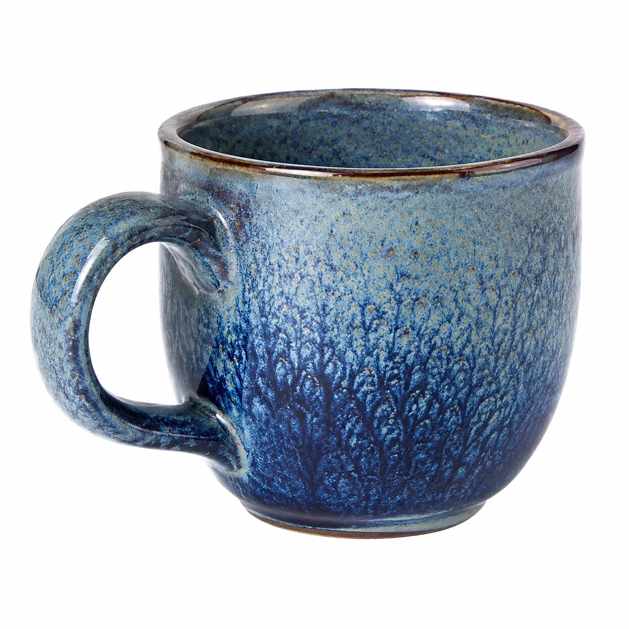 Keramiktasse 350 ml Blau glasierte Oberfläche mit Henkel