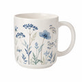 Keramiktasse 350 ml Weiß mit blauem Blumenmuster - Henkel für Heißgetränke