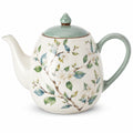 Teekanne 1.20 L Keramik Cremegrün mit Blumenmuster und Deckel