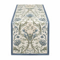 Tischläufer 40 x 180 cm Stoff Cremeblau mit Blumenmuster