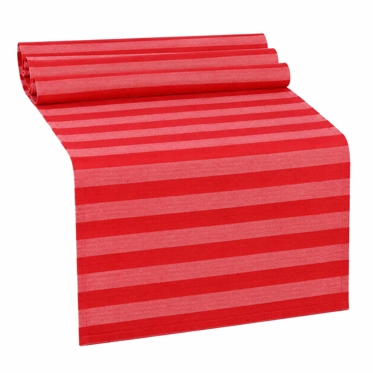 Tischläufer 180 x 40 cm aus gewebtem Textil Rot Rosa gestreift für Esstisch