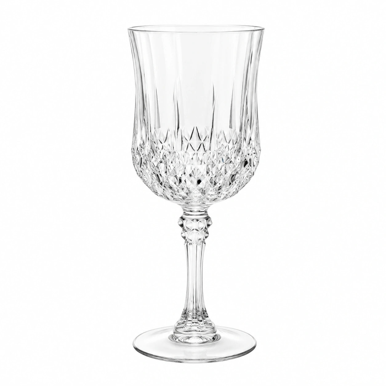 Weinglas 300 ml transparentes Glas mit Stiel und Schliffmuster